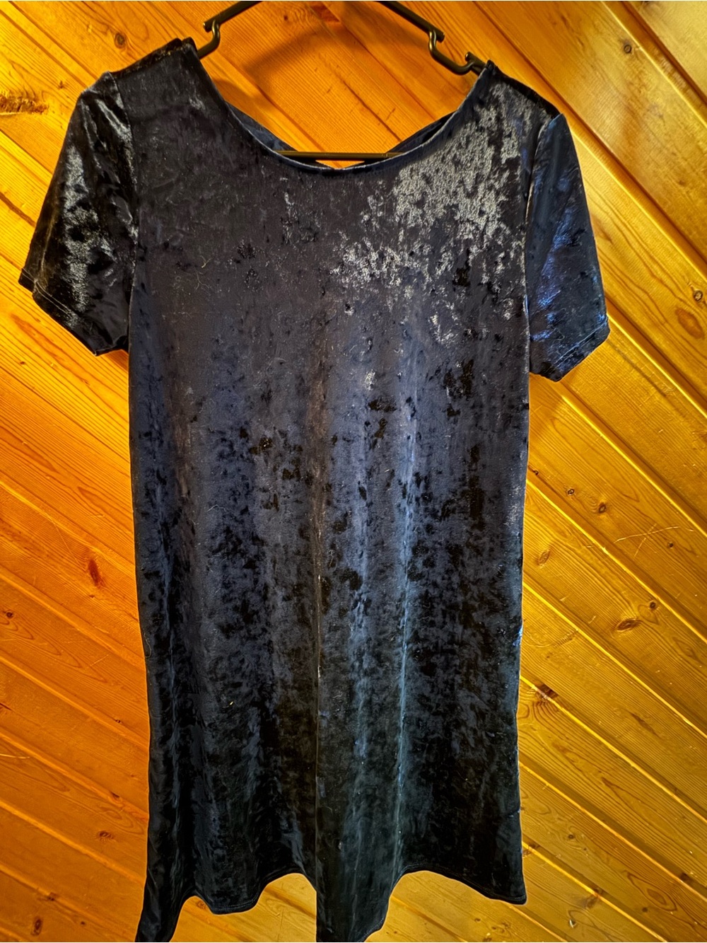 Velvet Short Sleeve dress Top - navy